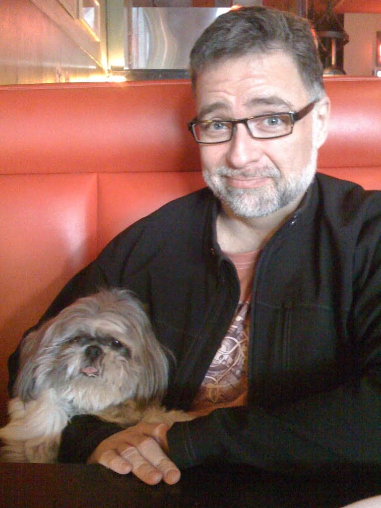 Close up of Dog and owner at Norm's Eatery in Seattle (1)