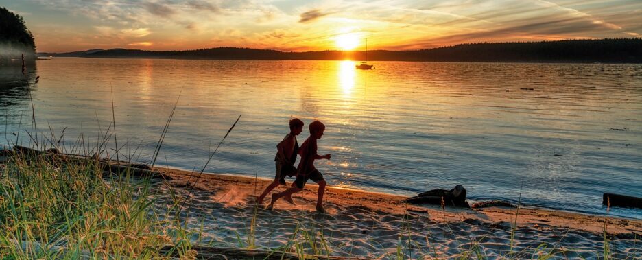 Lopez Island Edenwild kids sunset